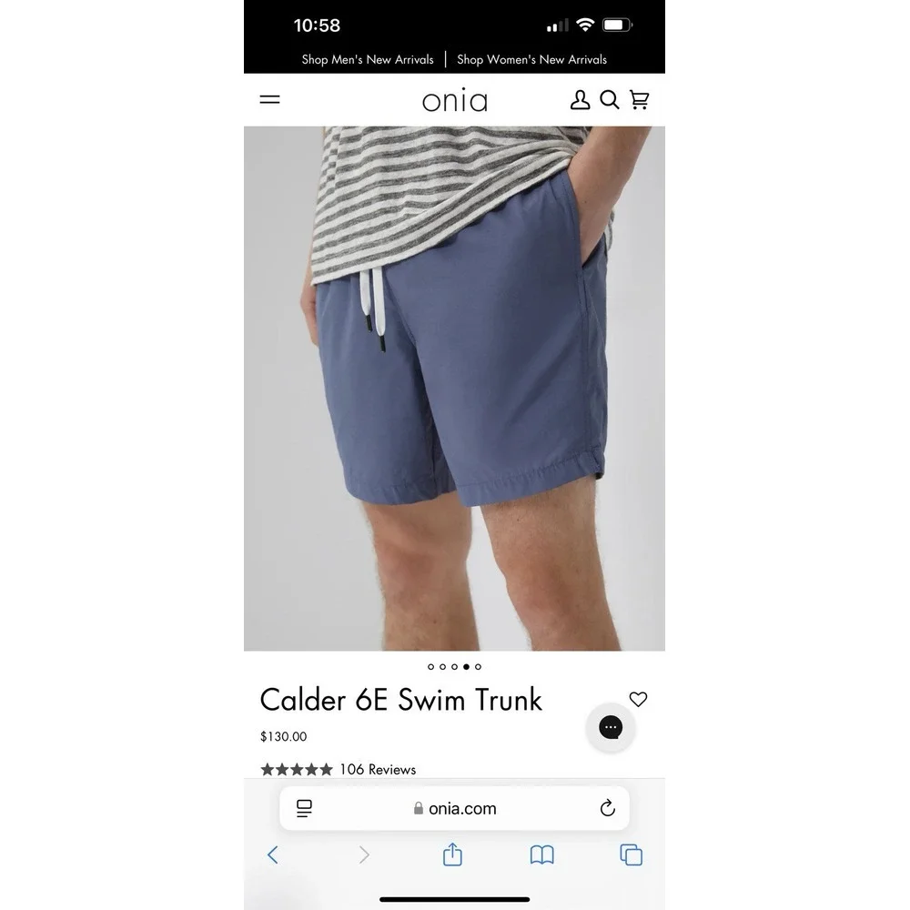 Onia The Calder Swim‎ Trunks Lined Shorts Mens 36x7 Blue Performance Drawstring - Picture 14 of 14